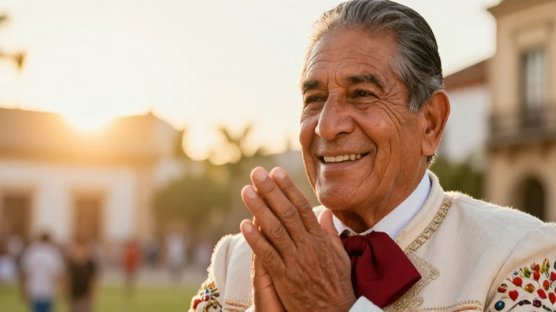 Hombre mexicano sonriente en dorado simboliza esperanza