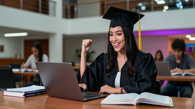 Estudiante mexicano exitoso estudiando en universidad