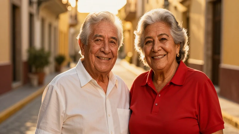 Pareja mexicana jubilada en camino dorado