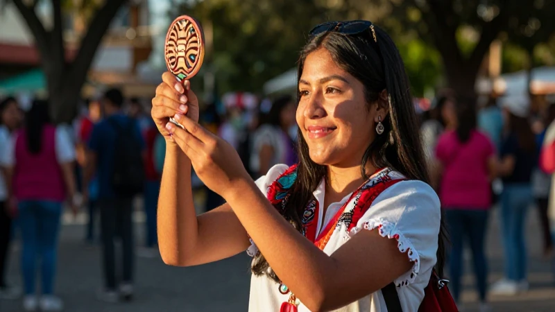 Estudiante mexicano vibrante simboliza progreso cultural