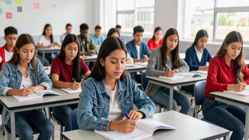Estudiantes mexicanos en clase brillante y moderna