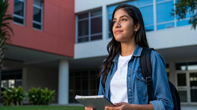 Estudiante mexicano en campus universitario moderno