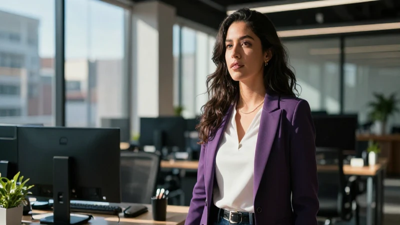 Mujer profesional mexicana en oficina moderna