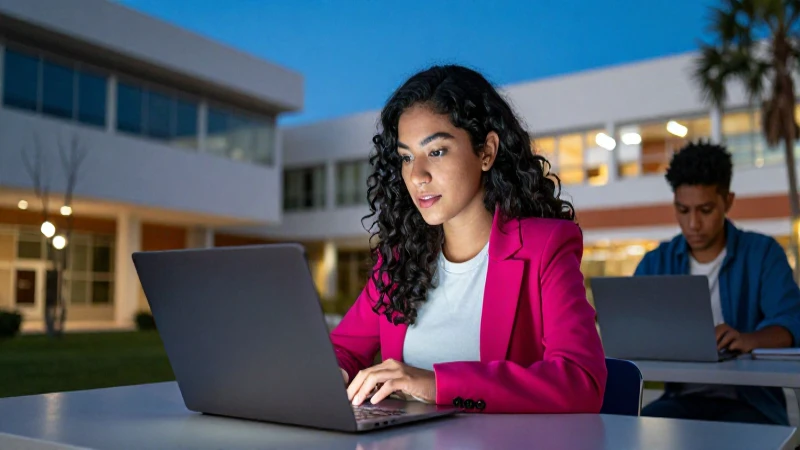 Estudiante mexicano enfocado en su laptop