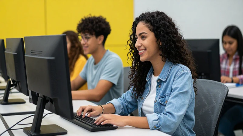 Estudiante mexicana sonriente en campus moderno