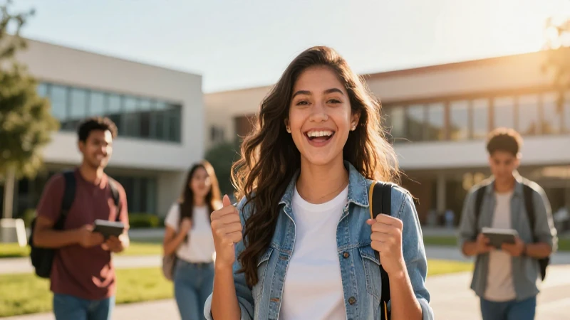 Estudiante mexicano exitoso en campus vibrante