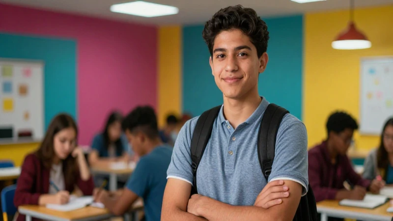 Estudiante mexicano exitoso en entorno moderno