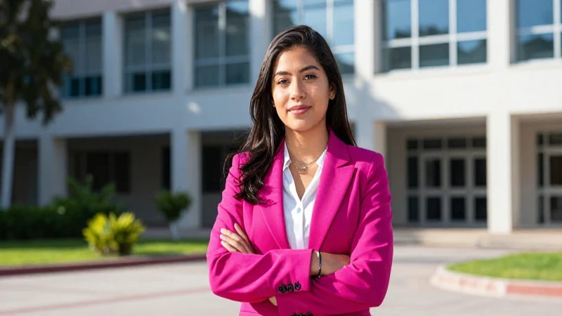 Estudiante mexicano en campus moderno, profesional