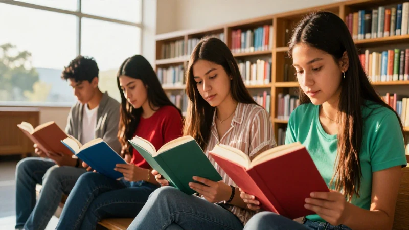 Estudiantes mexicanos leen en una biblioteca moderna