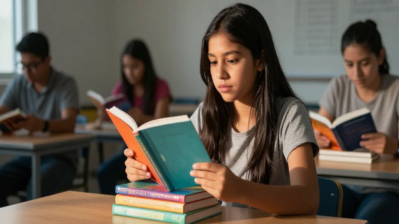 Estudiante mexicano lee libros en luz dorada
