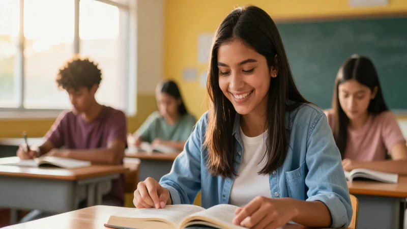 Estudiante mexicana leyendo bajo la luz dorada