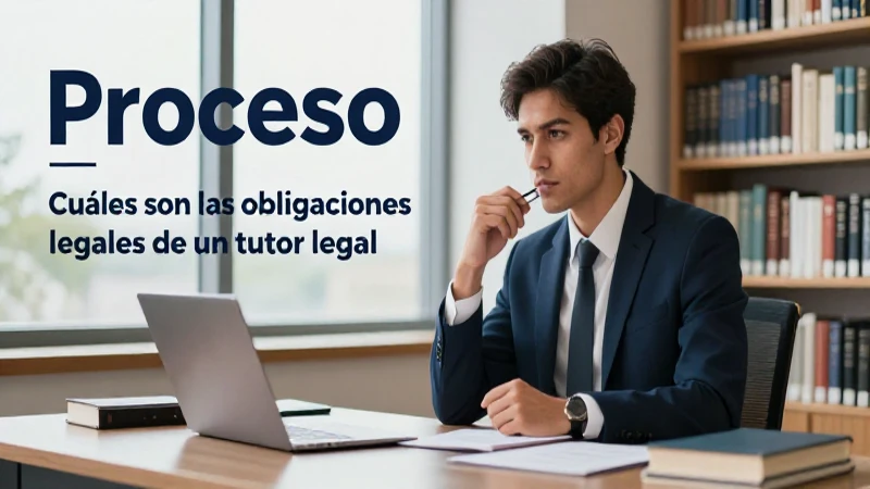 Tutor legal profesional, empático y moderno en una biblioteca