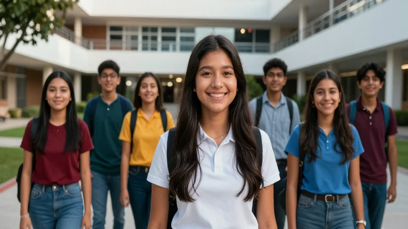 Jovencidad mexicana inspiradora en el campus moderno