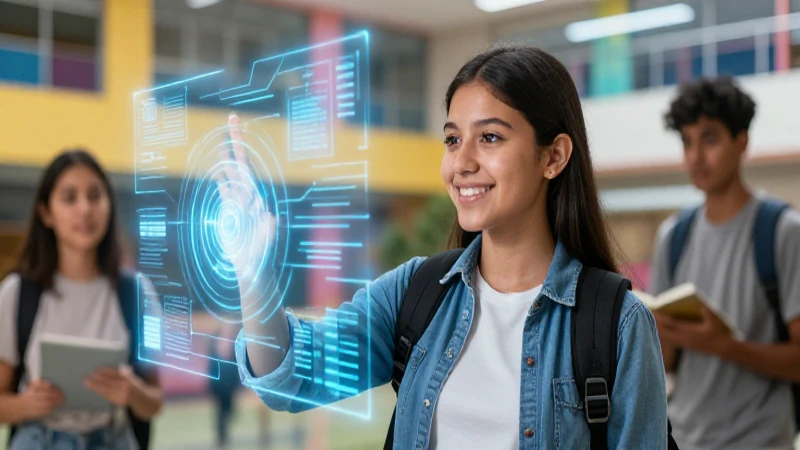 Estudiante mexicano interactúa con tecnología escolar