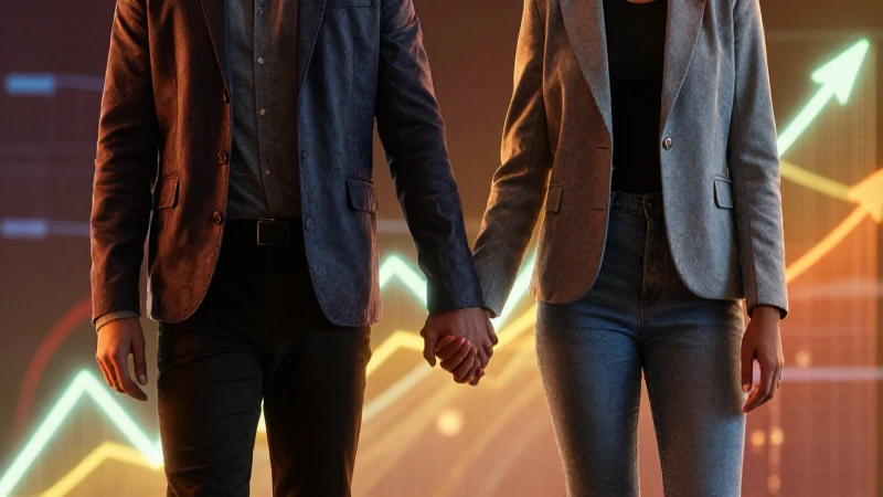 Pareja elegante con vibrante crecimiento financiero