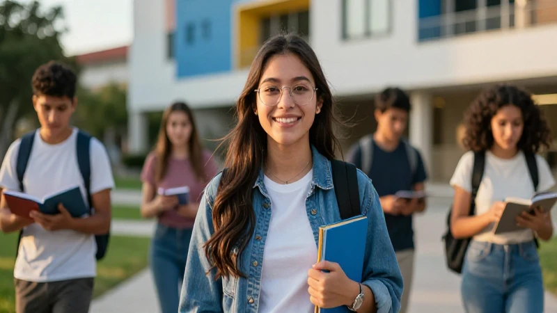 Jóvenes mexicanos estudian en un campus vibrante