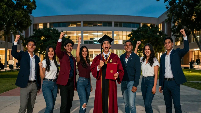 Estudiantes mexicanos celebran logros académicos en campus moderno