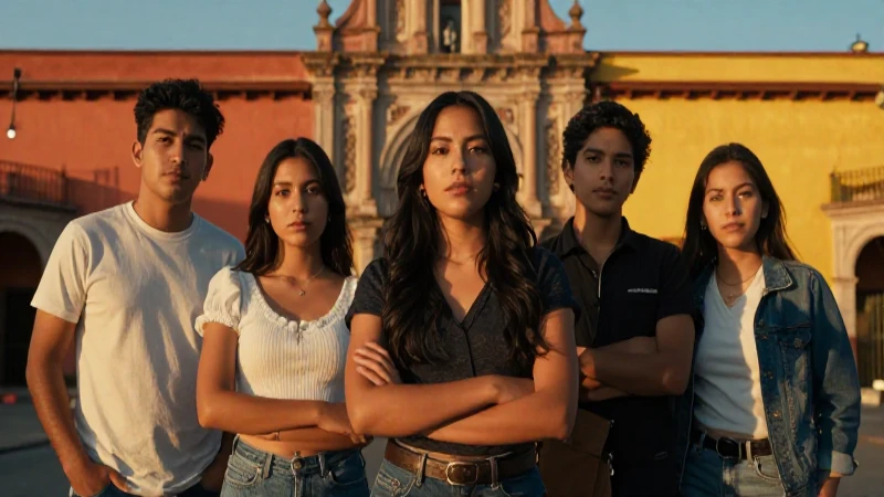 Mexican jóvenes vibrantes y confiados en oro