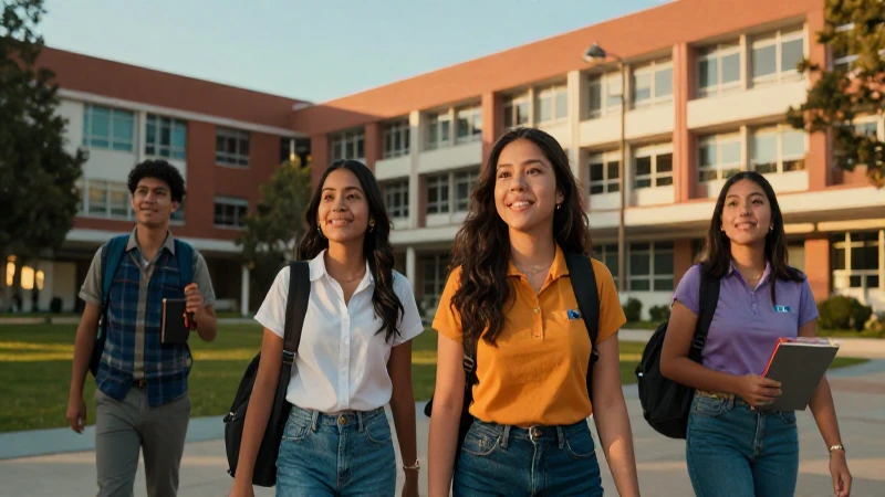 Estudiantes mexicanos en universidad vibrante y aspiracional