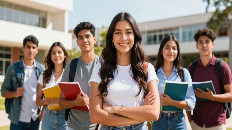 Estudiantes ambiciosos mexicanos en un campus vibrante