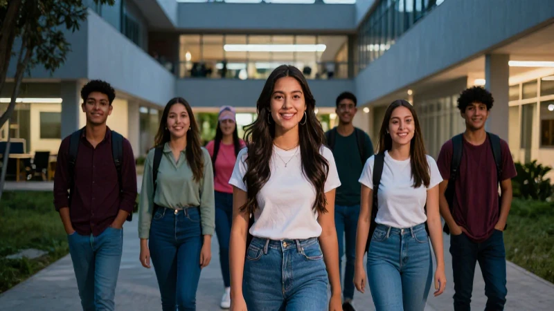 Estudiantes mexicanos felices en camino al éxito