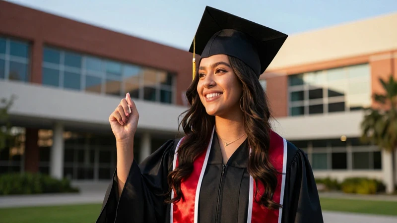 Joven graduado mexicano en su campus