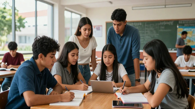 Estudiantes mexicanos diversos estudian juntos