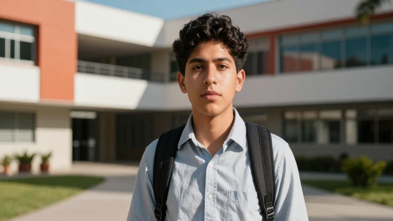 Estudiante mexicano, campus moderno, luz cinematográfica