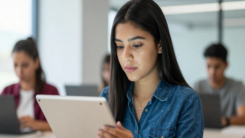 Estudiante mexicano concentrado con tablet moderna