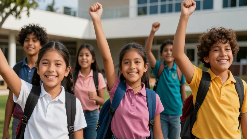 Estudiantes mexicanos celebrando su triunfo escolar