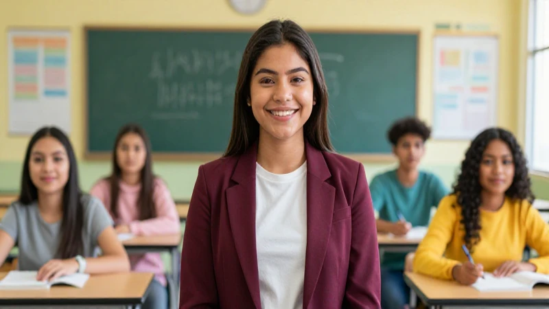 Estudiante mexicano sonriente en moderno aula