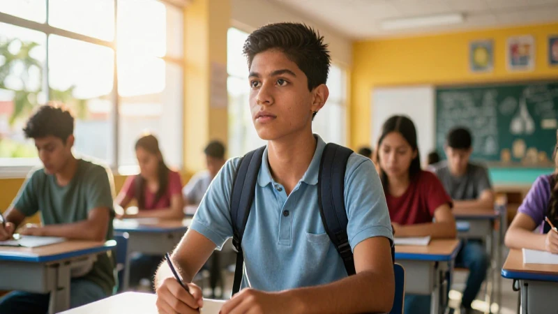 Joven estudiante mexicano en vibrante campus