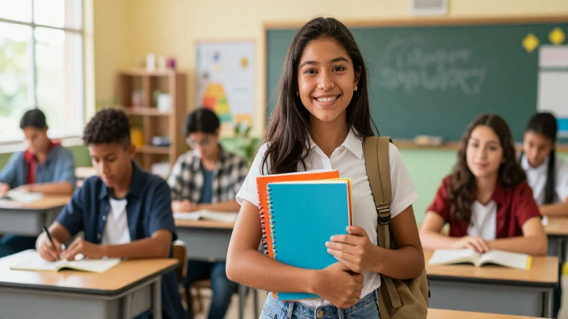 Cómo puedo obtener mi beca para útiles y uniformes en mi escuela 3 Estudiante mexicano feliz y diverso en su aula