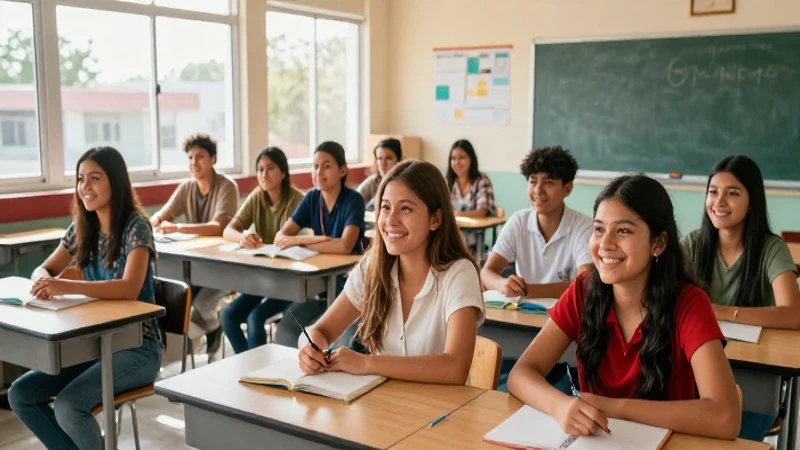 Cómo puedo obtener mi beca para útiles y uniformes en mi escuela 2 Estudiantes mexicanos sonrientes en un aula moderna