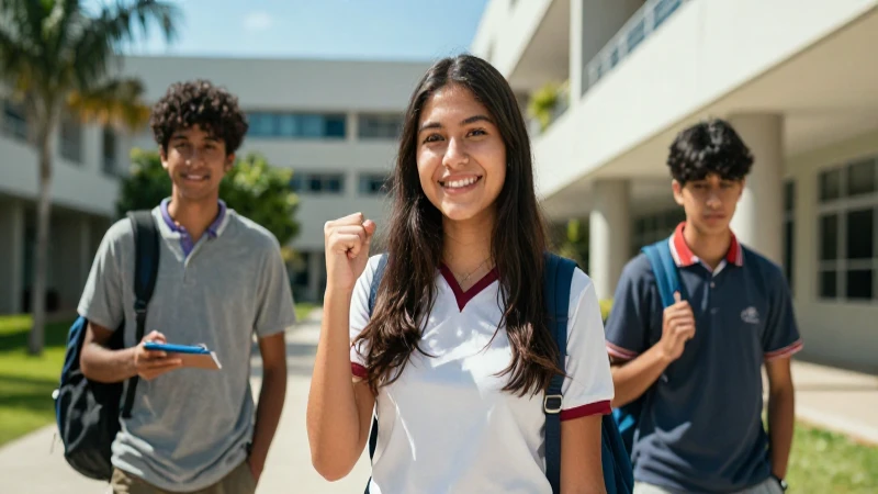 Joven mexicana exitosa en su campus escolar