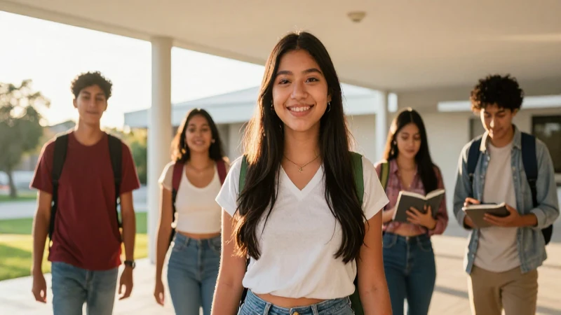 Estudiante mexicano alegre en campus dorado