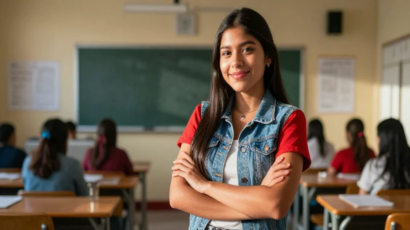 Estudiante mexicano vibrante en aula moderna