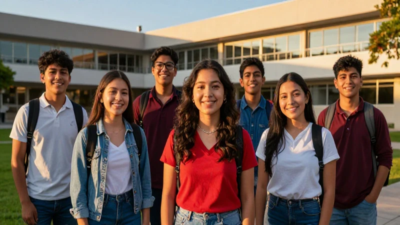 Estudiantes mexicanos sonríen bajo luz dorada