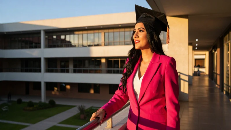 Joven graduada mexicana celebra su logro en campus