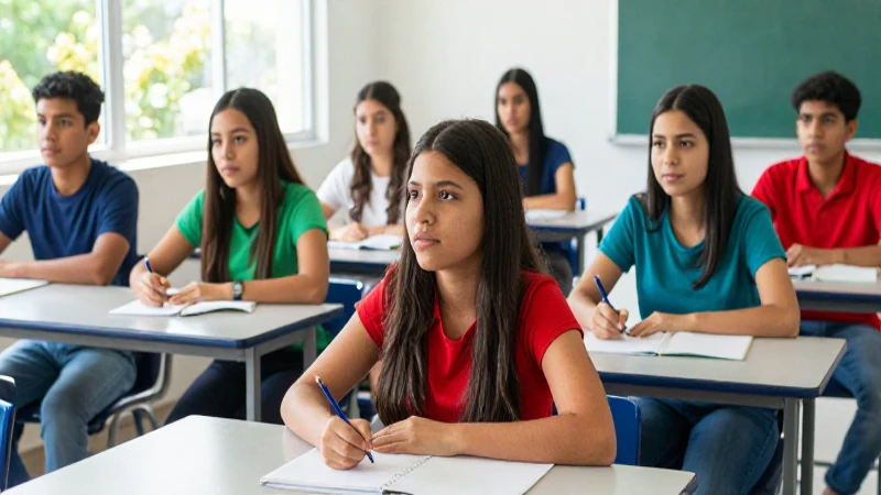Estudiantes mexicanos exitosos en un aula moderna