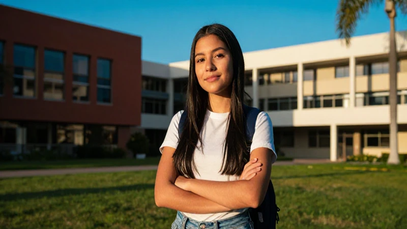 Estudiante mexicano exitoso en campus vibrante