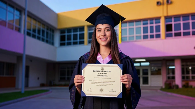 Joven recibe certificado de secundaria con orgullo