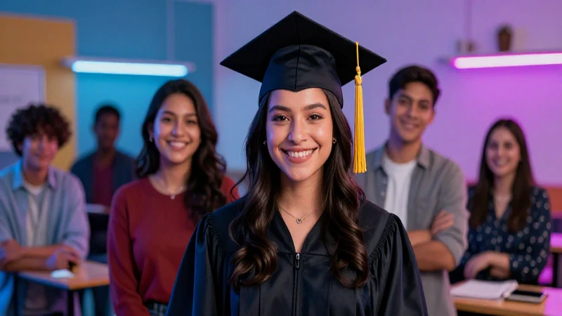 Estudiante mexicano sonriente en moderno entorno educativo