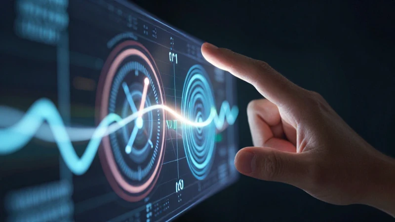 Mano toca cronología digital en alto contraste