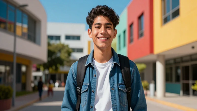 Joven estudiante mexicano exitoso sonríe con confianza