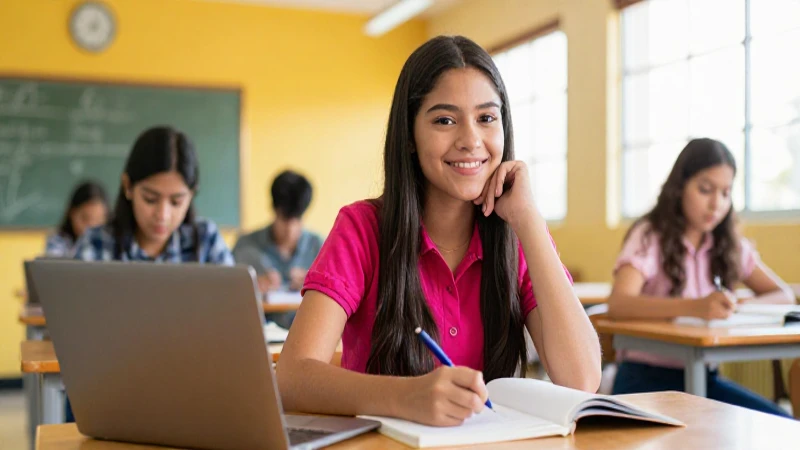 Estudiante mexicano con éxito académico vibrante