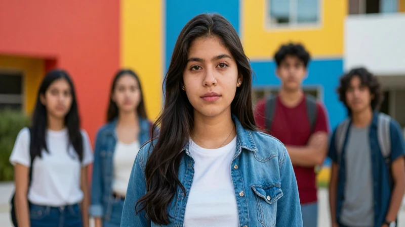 Estudiante mexicano en campus moderno y vibrante
