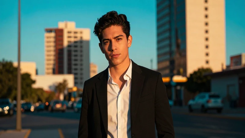 Joven mexicano, retrato urbano cinemático y vibrante