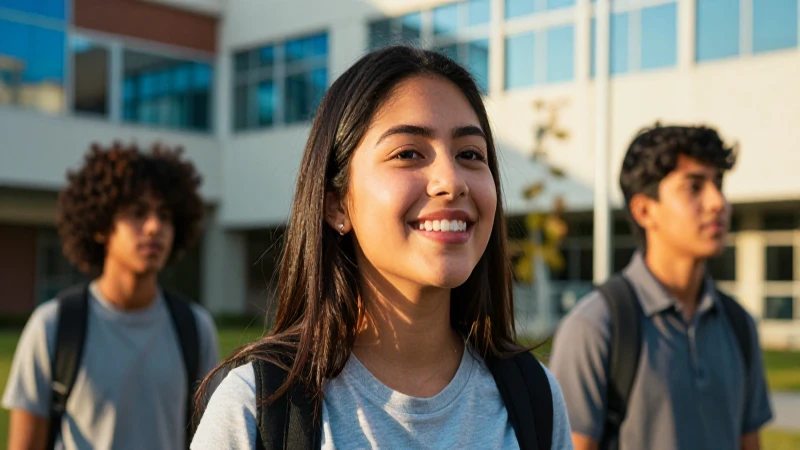 Estudiante mexicano exitoso en campus universitario con luz dorada