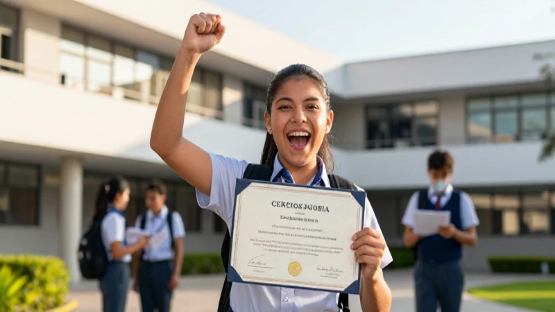 Estudiante mexicano exitoso con iluminación vibrante
